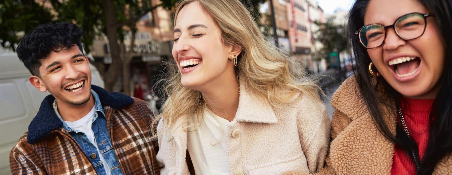 a group of people laughing