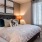 a bedroom with a bed and lamps